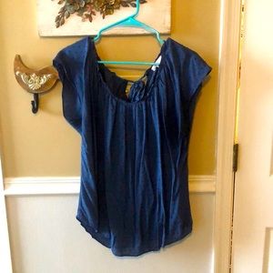 LC Lauren Conrad pleated navy blue top